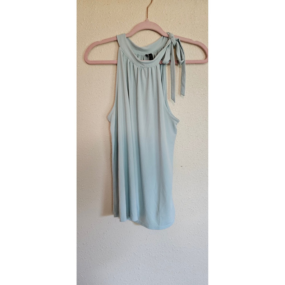 Maurices Womens Light Blue Halter Neck Side Tie Bow Sleeveless Blouse Size M